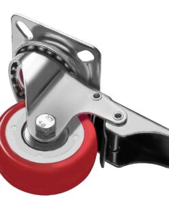 Online Best Service 4 Pack Caster Wheels Swivel Plate On Red Polyurethane Wheels (2 inch with Brake) 2 inch with Brake 22 51NKQY1MwtS