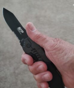 Smith & Wesson SWMP4LS 8.6in S.S. Assisted Folding Knife with 3.6in Serrated Clip Point Blade and Aluminum Handle for Outdoor Tactical Survival and EDC , Black 36 51NNdEshxdL