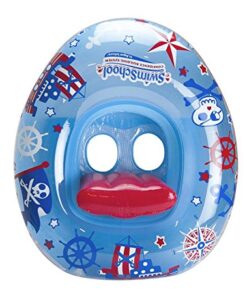 SwimSchool Lil’ Skipper Baby Boat – 6-18 Months – Inflatable Baby Pool Float with Adjustable Backrest and Safety Seat – Blue/Red Blue,red 18 51NSGQOHYzL