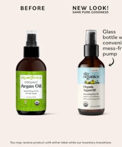 Sky Organics Organic Argan Oil for Hair, 100% Pure & Cold-Pressed USDA Certified Organic to Hydrate, Soften & Smooth, 4 fl. Oz + Ebook 13 51O03aHwDFL