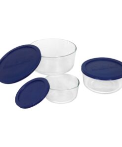 Pyrex Simply Store 6-Pc Glass Food Storage Set with BPA-Free Lids, 7-Cup to 2-Cup Round Containers, Dishwasher, Microwave & Freezer Safe, Blue 6 PIECE Medium 16 51O52gKixNL