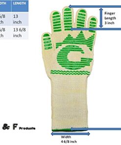 G & F 1683-1 Dupont Nomex & Kevlar Heat Resistant Gloves, 13-Inch Extra Long Cuff Oven Gloves, BBQ Gloves, Large, 1 Piece Extended Cuff (13.5") 11 51OGu1QGiGL