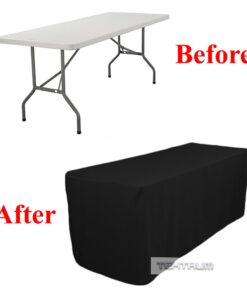 TEKTRUM 6-Feet Long Fitted Table DJ Jacket Cover for Trade Show - Thick/Heavy Duty/Durable Fabric - Black Color (TD-JKT-BLK-6FT) 4 51OK7UpbYTL