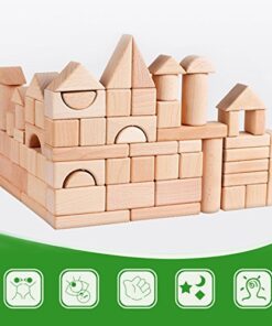 iPlay, iLearn Toddler Wooden Building Block Toys, 72 PCS Kids Natural Wood Stacking Blocks Set Standard Unit, Preschool Kindergarten Montessori Toy, Birthday Gift for Age 2 3 4 5 6 Year Old Boy Girl 30 51ONVHBamGL
