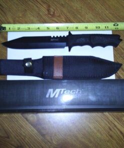 MTECH USA MT-086 Fixed Blade Hunting Knife, Black Straight Edge Blade, Black Handle, 12-1/4-Inch Overall, Black Blade 52 51ONagXISYL