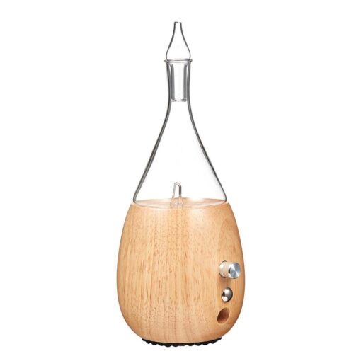 Raindrop 2.0 Nebulizing Diffuser for Essential Oil Aromatherapy Light-Colored Wood Base Light Brown Wood Base