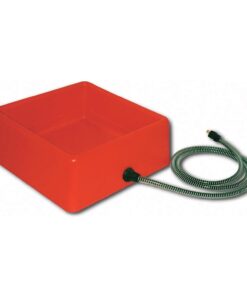 Farm Innovators D-19 1.25 Gallon Electric Heated Chicken Pet Animal Water Bowl with Thermostatic Control and Anti Chew Cord Protector, 60 Watt, Red 5 Qt Single