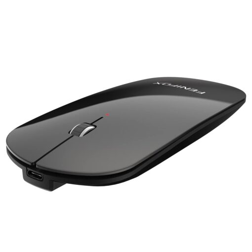 FENIFOX Bluetooth Mouse Slim Mini Whisper-Quiet Flat Portable Wireless Mice Rechargeable Compatible with Laptop,PC,Tablet Android Windows XP(Black) black