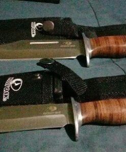 Mossy Oak 2-piece Bowie Knife, Fixed Blade Hunting Knife with Leather Handle, Sheath Included 55 51OcpZs LL