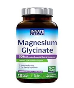 Innate Vitality Magnesium Glycinate 500mg, 70mg Elemental Magnesium per Cap, High Absorption, Non-GMO No Gluten, Nerve, Muscle, Bone, Heart Health, 120 Veggie Capsules 33 51OjqGxV L