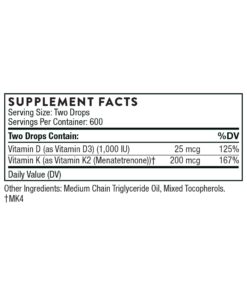 Thorne Vitamin D + K2 Liquid with a metered Dispenser - Vitamins D3 and K2 to Support Healthy Bones and Muscles* - 1 Fl Oz (30 ml) - 600 Servings 14 51OzYrEGsuL