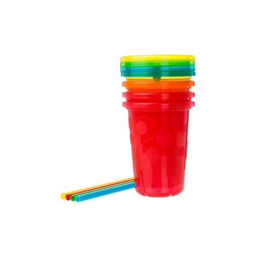 The First Years Take & Toss Straw Cup, Boy, 10 oz, Multicolor, 4 Count Classic Rainbow 4 Count (Pack of 1)