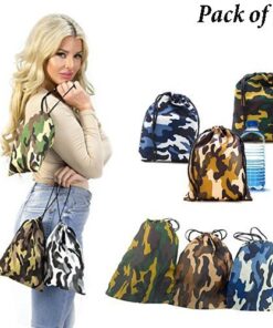 Adorox Tie-dyed Camouflage Drawstring Tote Bags Party Favors Arts & Crafts (Camouflage (12 Bags)) 13 51POywwJ7AL