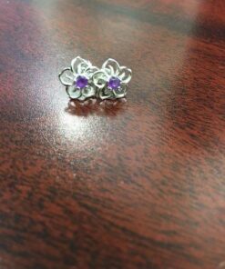 Amazon Collection Sterling Silver Sky Flower Stud Earrings Purple Amethyst 32 51PQFZkIyL