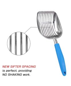 Chi-buy The Latest Update Metal Cat Litter Scoop POLISHING Blue Handle,Aluminum Alloy with TABS/Round Teeth Pet Kitty Litter Scooper 19 51PdTVjg2tL