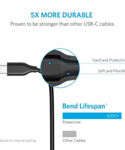 Anker USB C Cable, PowerLine USB 3.0 to USB C Charger Cable (3ft) with 56k Ohm Pull-up Resistor for Samsung Galaxy Note 8, S8, S8+, S9, Oculus Quest, Sony XZ, LG V20 G5 G6, HTC 10 (Black) 3ft Black 1 26 51PwQmU3 WL