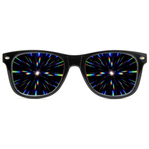 GloFX Ultimate Diffraction Glasses - 3D Prism Rainbow Effect - Great Edm, Concert, and Rave Accessory Black