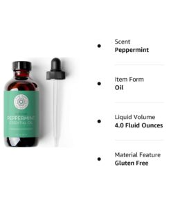 Peppermint Essential Oil, 4 Fl Oz - Pure and Undiluted Mentha Piperita Oil, Therapeutic Grade Aromatherapy Oil for Diffuser, Relaxation and Focus - by Pure Body Naturals 24 51Q1S196 2L