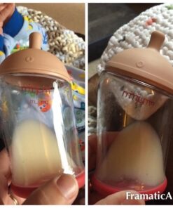 mimijumi Baby Bottle (2 pcs.) Very Hungry 8 oz Bottle with Slow Flow, Lighter Nipple - Medical Grade Silicone Anti-Colic Baby Bottles for Breastfed Babies - Newborns 0-6 Months 8oz (Slow Flow) 72 51QGcjql0wL