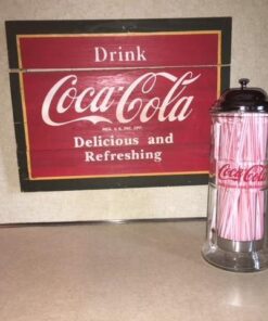 Tablecraft Coca-Cola Glass Straw Dispenser with Metal Lid, Small 38 51QMVLeb4lL
