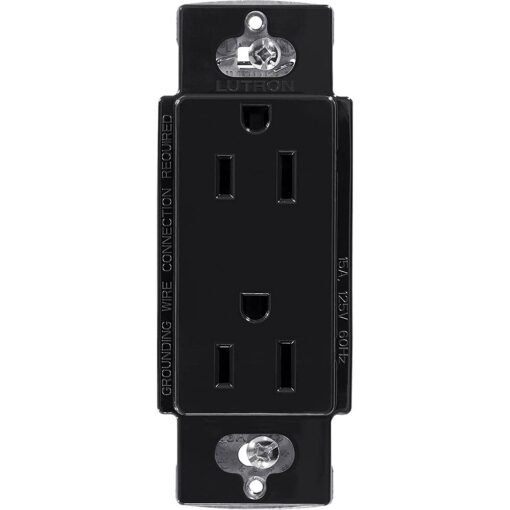 Lutron Claro 15 Amp Duplex Outlet, CAR-15-BL, Black 1 Pack Receptacle