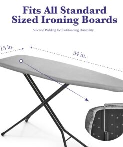 Epica Ironing Board Cover and Pad - Standard Size 15x54 Padded Ironing Board Covers, Heat Reflective Coating, Elastic Edge, Thick Pads, Scorch & Stain Resistant Iron Board Cover with Padding Grey Gray 32 51QoJ1jaU1L 2