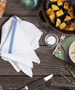 Liliane Collection 13 Blue Kitchen Dish Towels - 27" x 14" 2-ply Commercial Grade Absorbent 100% Cotton Kitchen Towels - Classic Herringbone Tea Towels 28 51RFDkiASL