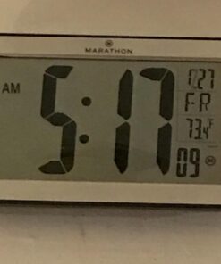 Marathon Atomic Wall Clock, Silver - Large 9-Inch Display - AM/PM or 24-Hour Time, 8 Time Zones, Indoor Temperature, Day & Date - Two AA Batteries Included Silver Brushed Steel + Round Edges Large, 9-Inch Display 30 51RHewFY IL