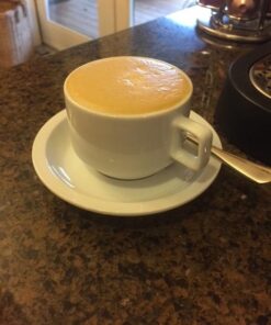 HIC Kitchen 9-Piece Stackable Espresso Coffee Set, Fine White Porcelain, 4 (4-Ounce) Cups with Matching Saucers and Metal Stand, Gift Boxed 20 51RUTqE7DPL