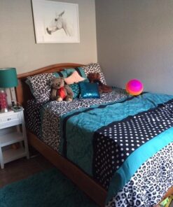 Mi Zone Comforter Set Fun Bedroom Décor - Modern All Season Polka Dot Print, Vibrant Color Cozy Bedding Layer, Matching Sham, Decorative Pillow, Full/Queen, Leopard Teal 4 Piece 46 51RY8fBzEPL
