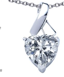 Star K Sterling Silver 8mm Heart Shape Ribbon Pendant Necklace White Topaz 12 51RdM sdblL