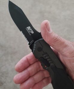 Smith & Wesson SWMP4LS 8.6in S.S. Assisted Folding Knife with 3.6in Serrated Clip Point Blade and Aluminum Handle for Outdoor Tactical Survival and EDC , Black 37 51ReLLYlgTL 1