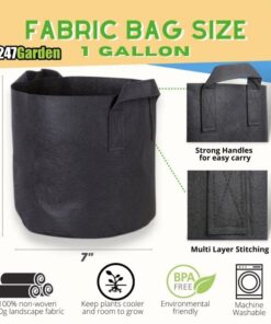 247Garden 5-Pack 1-Gallon Aeration Fabric Pot/Plant Grow Bag w/Handles (260 GSM, Black, 6H x 7D) 1 Gallon 30 51Rofkm8cXL