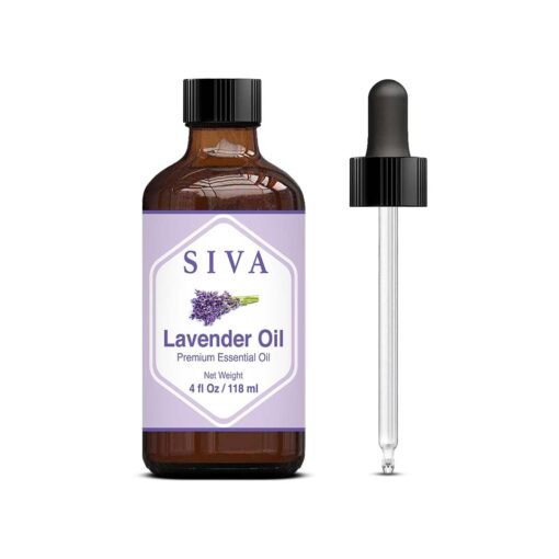 Siva Lavender Essential Oil 4oz (118ml) Premium Essential Oil with Dropper for Diffuser, Aromatherapy, Hair Care, Scalp Massage & Skin Care 4 Fl Oz (Pack of 1)