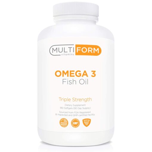 Multiform Vitamins Omega 3 Fish Oil - 2,000mg - Burpless, Non-GMO, No Fishy Aftertaste (180 Capsules)