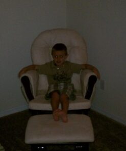 Storkcraft Premium Hoop Glider and Ottoman (Espresso, Beige) – Padded Cushions with Storage Pocket, Smooth Rocking Motion, Easy to Assemble, Solid Hardwood Base Espresso W/ Beige Micro 55 51SE5STRRL