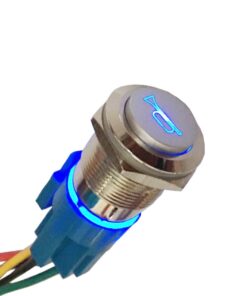 Alternative view of ESUPPORT 12V Car Auto Blue LED Light Momentary Speaker Horn Push Button Metal Toggle Switch 19mm Socket Plug Blue Light