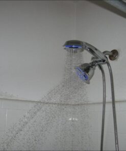 PowerSpa All-Chrome 7-Color LED Shower Head/Hand Held Shower High Pressure Twin Combo Showerhead System with Air Turbo Technology - Includes Premium Stainless Steel Hose and 3-way Water Diverter 36 51SK4YE3aL