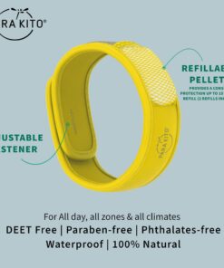 Alternative view of PARA'KITO Mosquito Insect & Bug Protection Wristband - Mosquito Stickers, Bug Spray Alternative Essentials for Beach, Camping, Desert Hiking, Christmas Bonfires - Natural Essential Oils (Yellow) Yellow