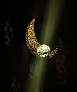 HOMEIMPRO Moon Solar Garden Lights Outdoor Stakes, Waterproof Crackle Glass Metal Decorative Lights for Lawn, Patio Accessories, Yard Decor, Christmas Gift (Bronze) 35 51SaUW 8aL