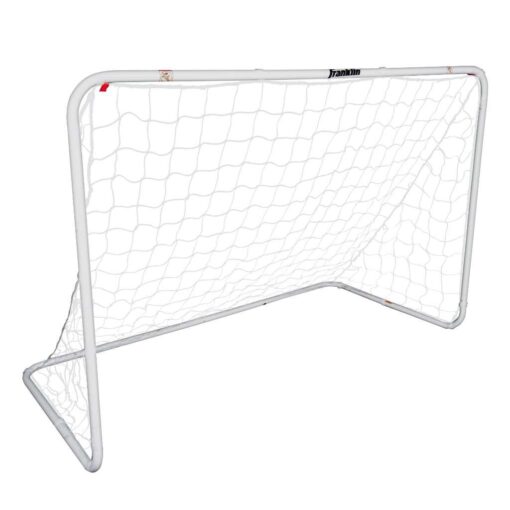 Franklin Sports Competition Soccer Goals - Backyard Portable Steel Soccer Goals - Adult + Youth Soccer Goal with Net + Ground Stakes Included - Multiple Sizes + Colors Non-Folding 6' x 4' White