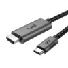 uni USB C to HDMI Cable for Home Office 6ft (4K@60Hz), USB Type C to HDMI Cable, Thunderbolt 4/3 Compatible with iPhone 15 Pro/Max, MacBook Pro/Air 2023, iPad Pro, Surface Book 2, Galaxy S23 Grey 1