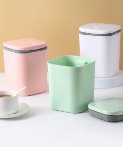 Hommp 0.5 Gallon Tiny Countertop Trash Can, Mini Desktop Garbage Can with Push-Button, White 12 51T8cY7jeJL