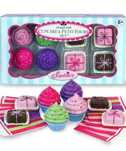 Sophia's Doll-Sized Sprinkled Cupcakes & Petit Fours Dessert Set with 8 Pretend Treats Plus Napkins for 18" Dolls, Multicolor Cupcake Set 13 51T8siIUU5L
