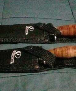 Mossy Oak 2-piece Bowie Knife, Fixed Blade Hunting Knife with Leather Handle, Sheath Included 56 51TEHwTyrtL