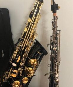 Mendini By Cecilio Eb Alto Saxophone - Case, Tuner, Mouthpiece, 10 Reeds, Pocketbook- Black & Gold E Flat Musical Instruments 36 51TMW6x0jLL 1