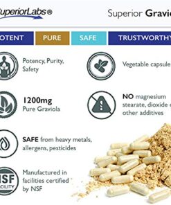 Superior Labs – Pure Natural Graviola NonGMO – 1,200mg, 120 Vegetable Caps– Natural Dietary Soursop Supplement – Healthy Skin & Helps Promotes Cell Growth – Respiratory System - Balanced Mood 22 51TSpXLL4wL 1