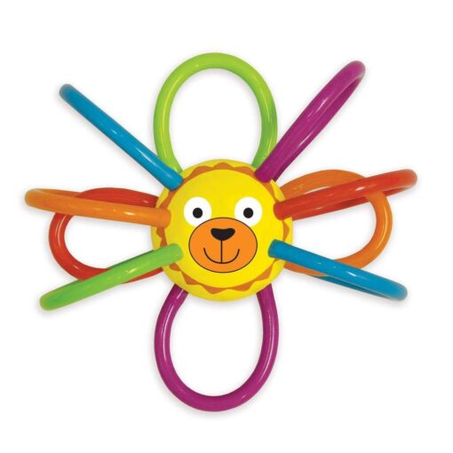 Manhattan Toy Zoo Animal Winkel Lion Multicolor Rattle & Sensory Teether for Baby and Toddler