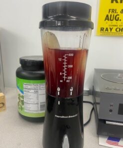 Hamilton Beach Portable Blender for Shakes and Smoothies with 14 Oz BPA Free Travel Cup and Lid, Durable Stainless Steel Blades for Powerful Blending Performance, Black (51101AV) 14 oz. 1 Jar 38 51TZKFiF sL