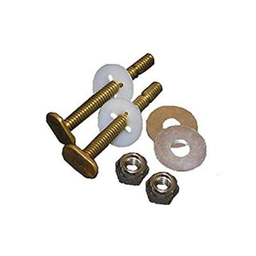 LASCO 04-3645 Solid Brass 5/6-Inch by 2-1/4-Inch Heavy Duty Bolts with Nuts and Washers Toilet Bolts 1 Pack